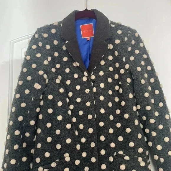 Modcloth Salient Style Wool Coat Polkadot Gray Sz XS - Picture 7 of 15